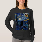 Halloween Starry Night Black Cat Comma La Kamala T-Shirt (Vorderseite)