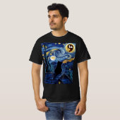 Halloween Starry Night Black Cat Comma La Kamala T-Shirt (Vorne ganz)
