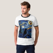 Halloween Starry Night Black Cat Comma La Kamala T-Shirt (Vorne ganz)