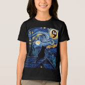 Halloween Starry Night Black Cat Comma La Kamala Tri-Blend Shirt (Vorderseite)