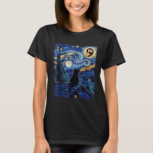 Halloween Starry Night Black Cat Harris T - Shirt (Vorderseite)
