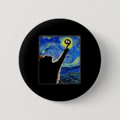 Halloween Starry Night Cat Comma La Kamala Harris Button (Vorderseite)