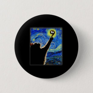 Halloween Starry Night Cat Comma La Kamala Harris Button