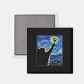 Halloween Starry Night Cat Comma La Kamala Harris Magnet (Vorderseite/Rückseite)