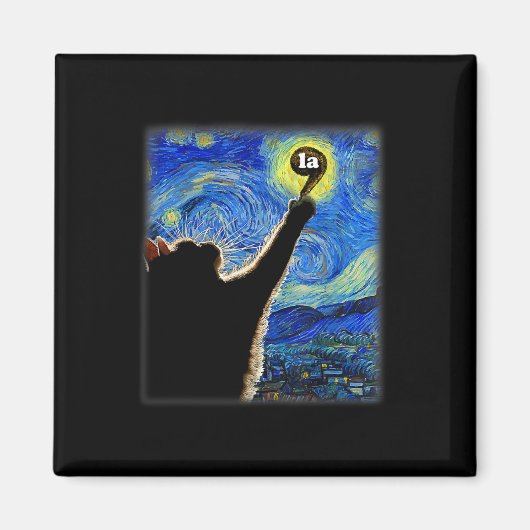 Halloween Starry Night Cat Comma La Kamala Harris Magnet (Vorne)