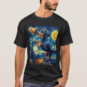 Halloween Starry Night Puppy Dachshund T-Shirt (Vorderseite)