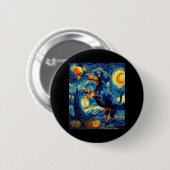 Halloween Starry Night Puppy-Dackel Button (Vorne & Hinten)