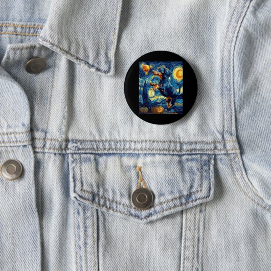 Halloween Starry Night Puppy-Dackel Button (Beispiel)