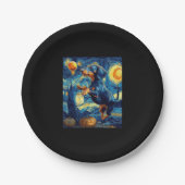 Halloween Starry Night Puppy-Dackel Pappteller (Vorderseite)