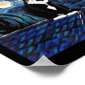 Halloween Starry Night Tuxedo Cat Comma La Kamala Poster (Ecke)
