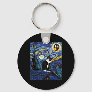 Halloween Starry Night Tuxedo Cat Comma La Kamala Schlüsselanhänger