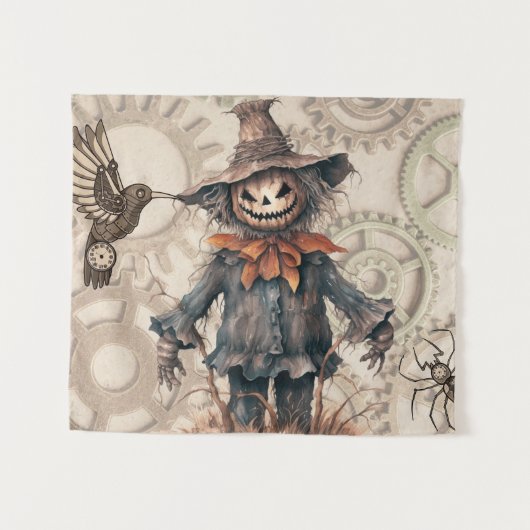 Halloween Steampunk Art Tapestry Wandteppich (Vorderseite (Horizontal))