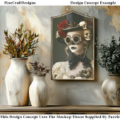 Halloween Steampunk Female & Skulls S1 Decoupage Seidenpapier