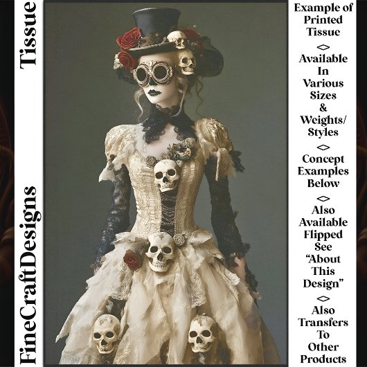 Halloween Steampunk Female & Skulls S1 Decoupage Seidenpapier