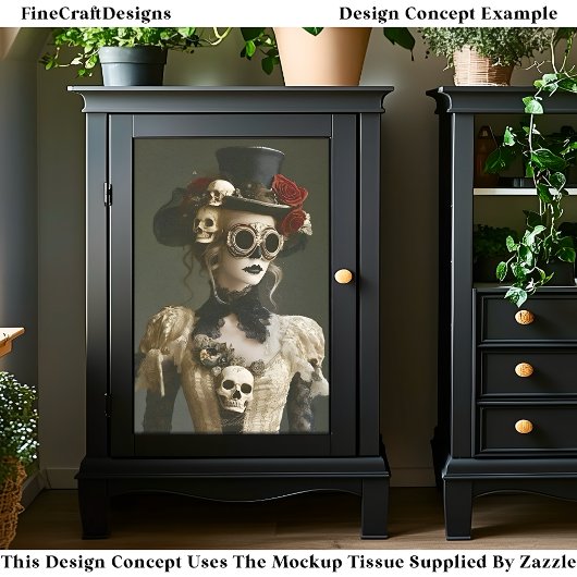 Halloween Steampunk Female & Skulls S1R Decoupage Seidenpapier