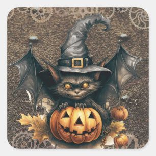 Halloween-Steampunk-Fledermaus-Aufkleber Quadratischer Aufkleber