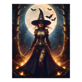 Halloween Steampunk Forest Hexe Fotodruck