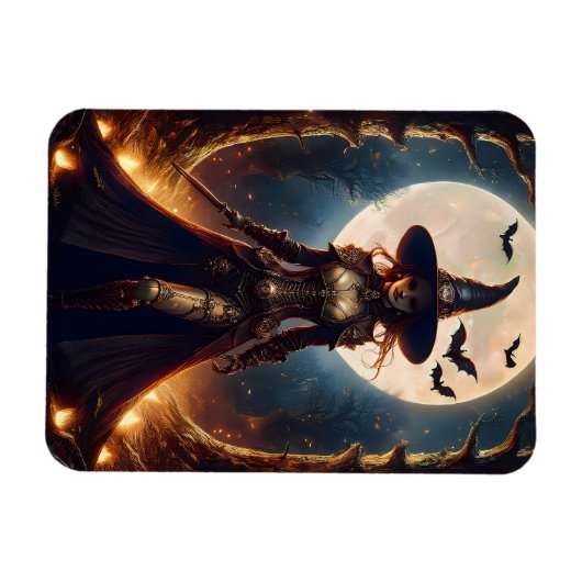 Halloween Steampunk Forest Hexe Magnet (Horizontal)