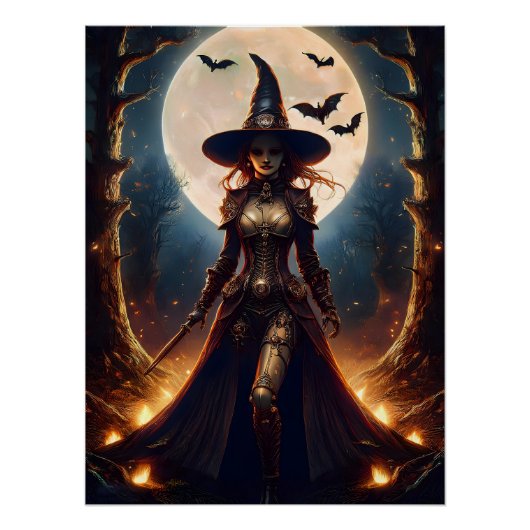 Halloween Steampunk Forest Hexe Poster (Vorderseite)