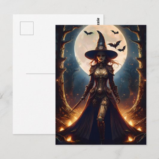 Halloween Steampunk Forest Hexe Postkarte (Vorne/Hinten)
