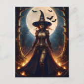 Halloween Steampunk Forest Hexe Postkarte (Vorderseite)