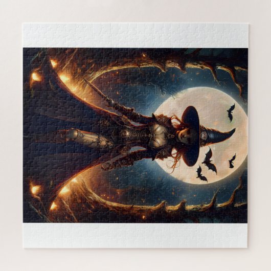 Halloween Steampunk Forest Hexe Puzzle (Horizontal)