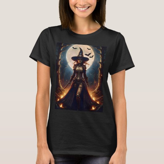 Halloween Steampunk Forest Hexe T-Shirt (Vorderseite)
