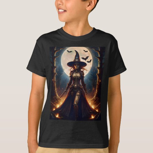Halloween Steampunk Forest Hexe T-Shirt (Vorderseite)