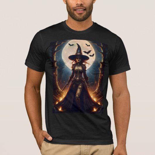 Halloween Steampunk Forest Hexe T-Shirt (Vorderseite)