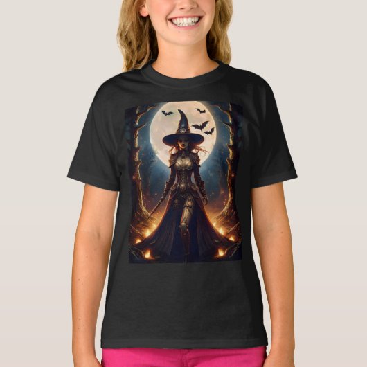 Halloween Steampunk Forest Hexe T-Shirt (Vorderseite)
