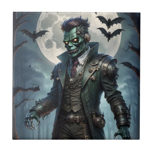 Halloween Steampunk Frankensteins Monster Fliese (Vorderseite)