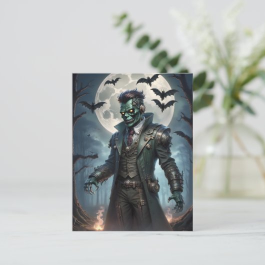 Halloween Steampunk Frankensteins Monster Postkarte (Stehend Vorderseite)