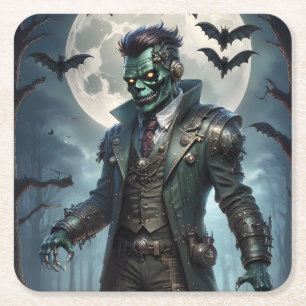 Halloween Steampunk Frankensteins Monster Rechteckiger Pappuntersetzer