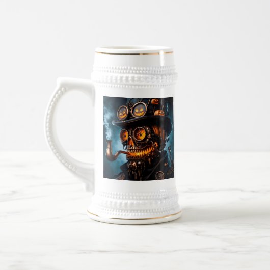 Halloween Steampunk Gothic Jack-O-Lantern Bierglas (Links)