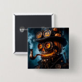 Halloween Steampunk Gothic Jack-O-Lantern Button (Vorne & Hinten)