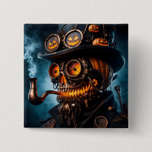 Halloween Steampunk Gothic Jack-O-Lantern Button