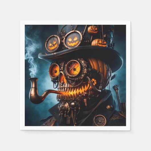 Halloween Steampunk Gothic Jack-O-Lantern Serviette (Vorderseite)