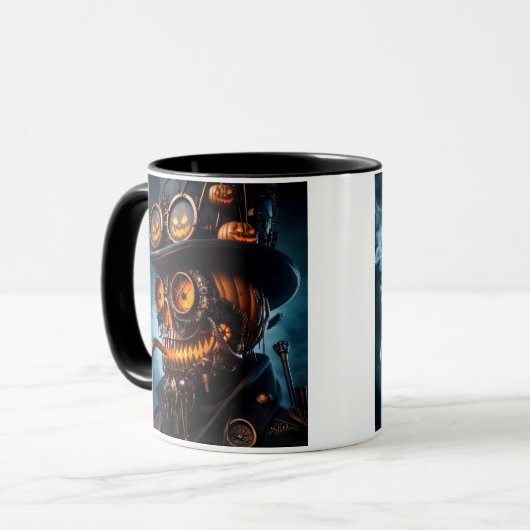 Halloween Steampunk Gothic Jack-O-Lantern Tasse (Vorderseite Links)