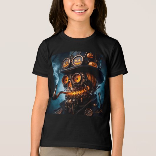 Halloween Steampunk Gothic Jack-O-Lantern Tri-Blend Shirt (Vorderseite)