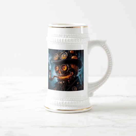 Halloween Steampunk Gothic Kürbis Bierglas (Rechts)