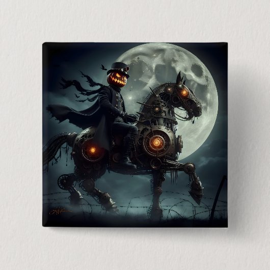 Halloween Steampunk Headless Horseman Button (Vorderseite)