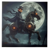 Halloween Steampunk Headless Horseman Fliese (Vorderseite)