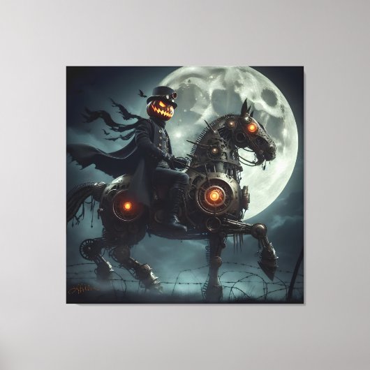 Halloween Steampunk Headless Horseman Leinwanddruck (Vorderseite)