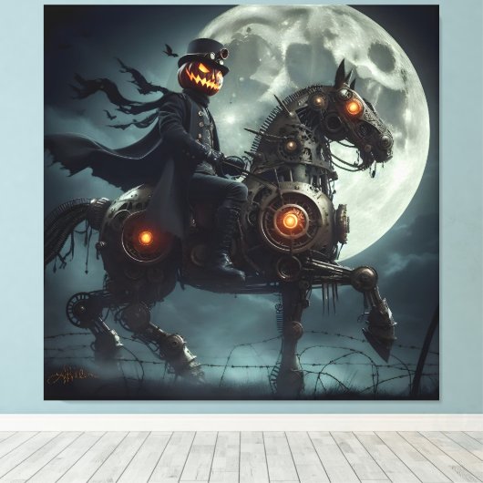 Halloween Steampunk Headless Horseman Leinwanddruck (Insitu (Holzboden))