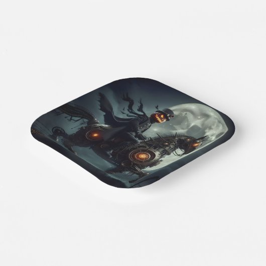 Halloween Steampunk Headless Horseman Pappteller (Gewinkelt)