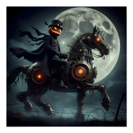 Halloween Steampunk Headless Horseman Poster (Vorderseite)