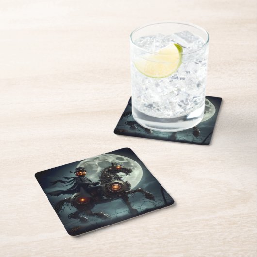 Halloween Steampunk Headless Horseman Rechteckiger Pappuntersetzer (Vor Ort)