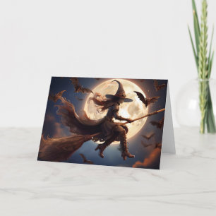 Halloween-Steampunk-Hexe-Mondlicht-Flug Karte