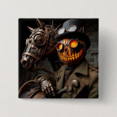 Halloween Steampunk Jack-O-Lantern Horseman Button (Vorderseite)
