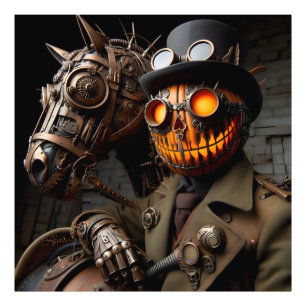 Halloween Steampunk Jack-O-Lantern Horseman Fotodruck